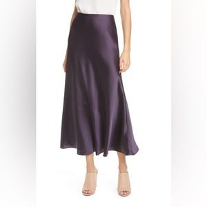 Club Monaco Bias Cut Satin Slip Maxi Skirt in Burgundy